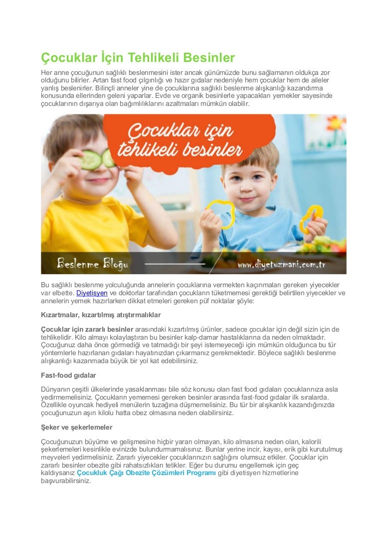 Çocuklarda Hatalı Beslenme Alışkanlıkları Çocuklarda Hatalı Beslenme Alışkanlıkları